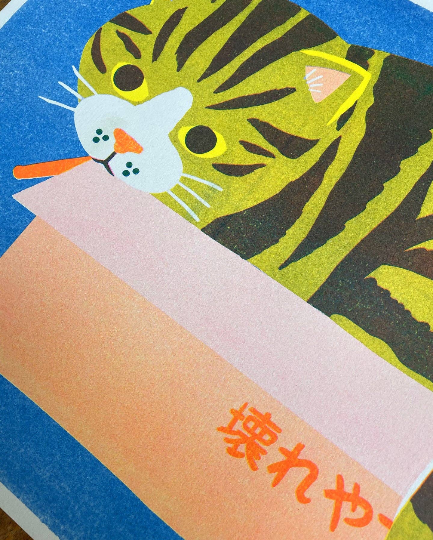 Cat in a Box Riso Print