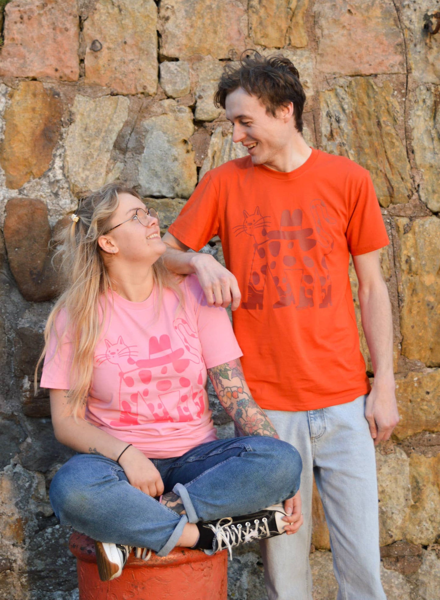 Cowboy Cat T-shirt - Autumn Colour